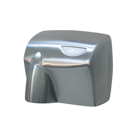 ASI JD Autobeam Hand Dryer With Satin Stainless Steel Finish and Satin Chrome Nozzle Front View