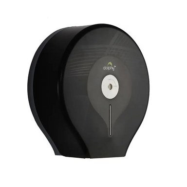 DOLPHY Classic Jumbo Toilet Roll Dispenser - Black Side Facing View