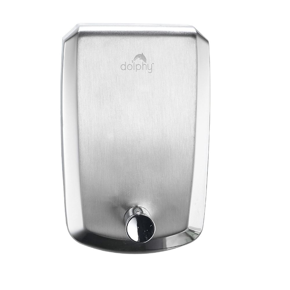 DOLPHY stainless soap dispenser 500ml front view wall mounted in commercial washroom