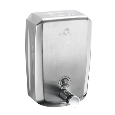 DOLPHY stainless steel soap dispenser 500ml front left view in polished silver finish