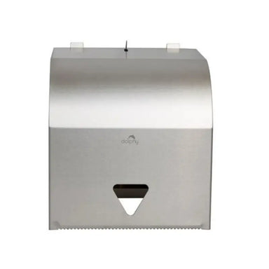 DOLPHY steel roll towel dispenser in silver stainless steel wall mounted Front View