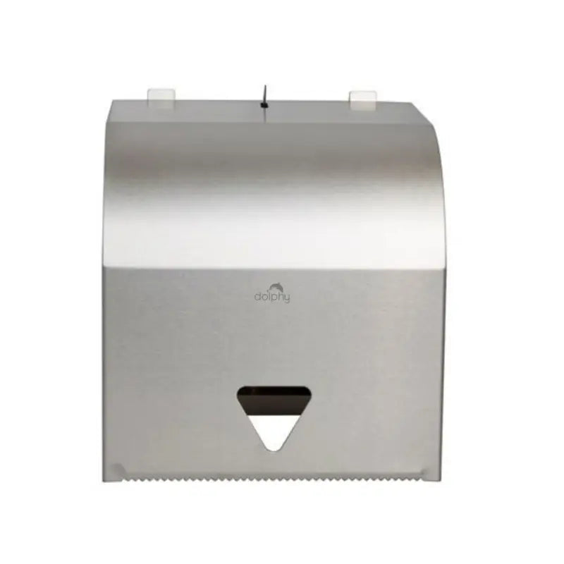 DOLPHY steel roll towel dispenser in silver stainless steel wall mounted Front View