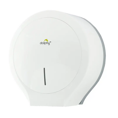 Dolphy Classic Jumbo Toilet Paper Roll Dispenser - White Front Facing View