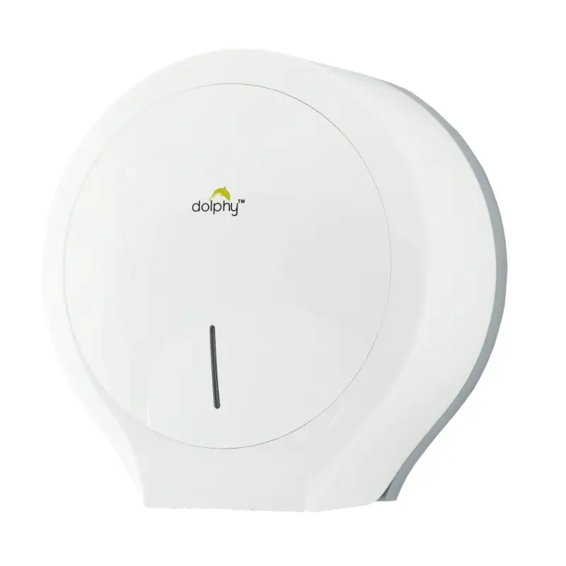 Dolphy Classic Jumbo Toilet Paper Roll Dispenser - White Front Facing View