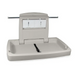 Dolphy Horizontal Baby Change Station HDPE Plastic – open angled view showing grey HDPE changing tray, safety belt, and wall-mounted bracket