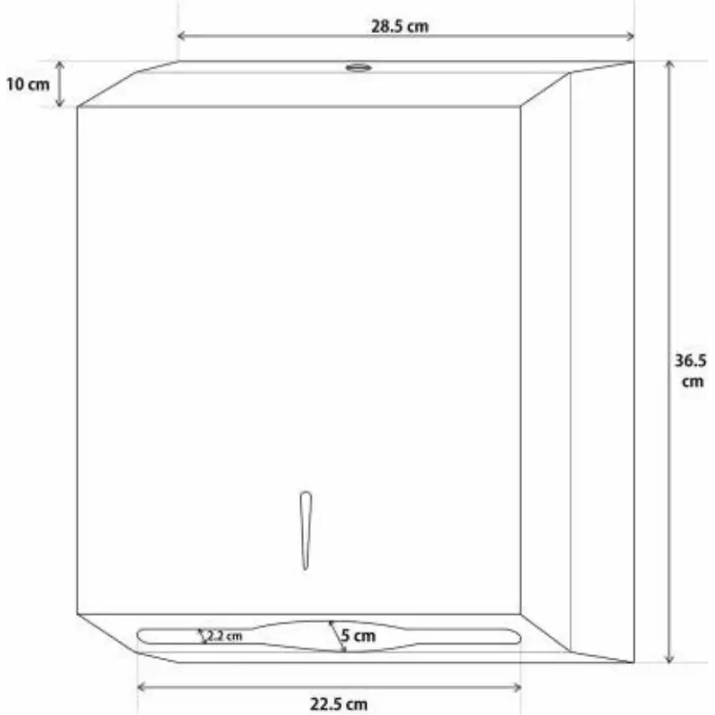 Dolphy Slimline Stainless Paper Towel Dispenser Dimensions 36.5cm x 28.5cm x 22.5cm