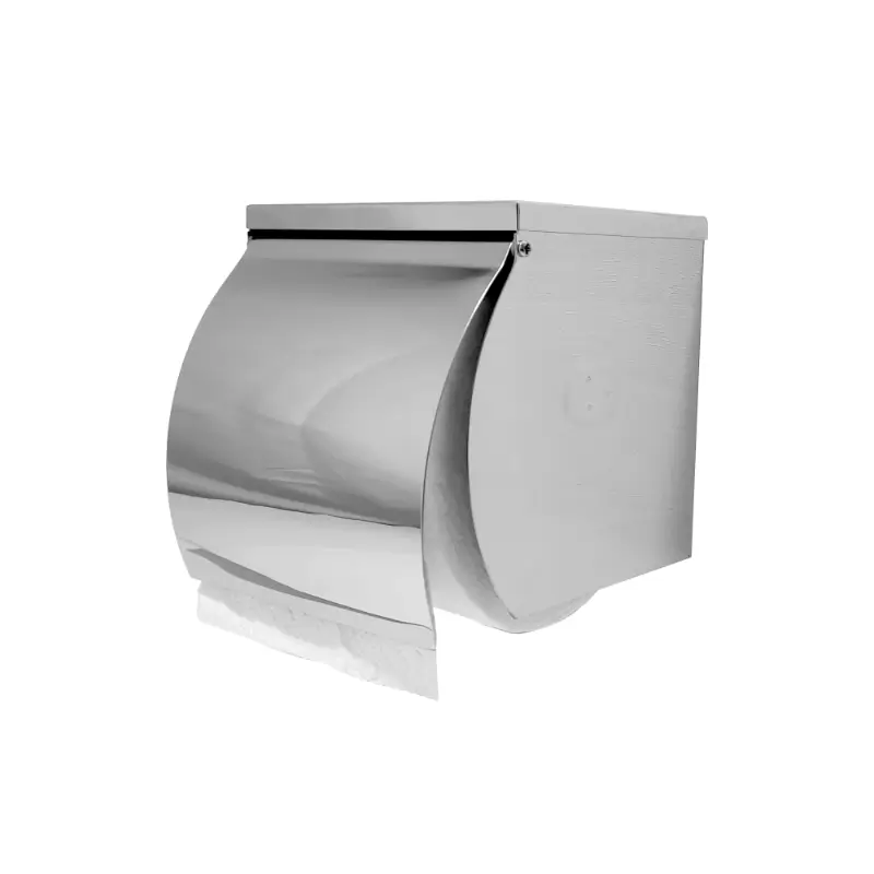 Dolphy Stainless Single Toilet Roll Holder with Shelf Side View