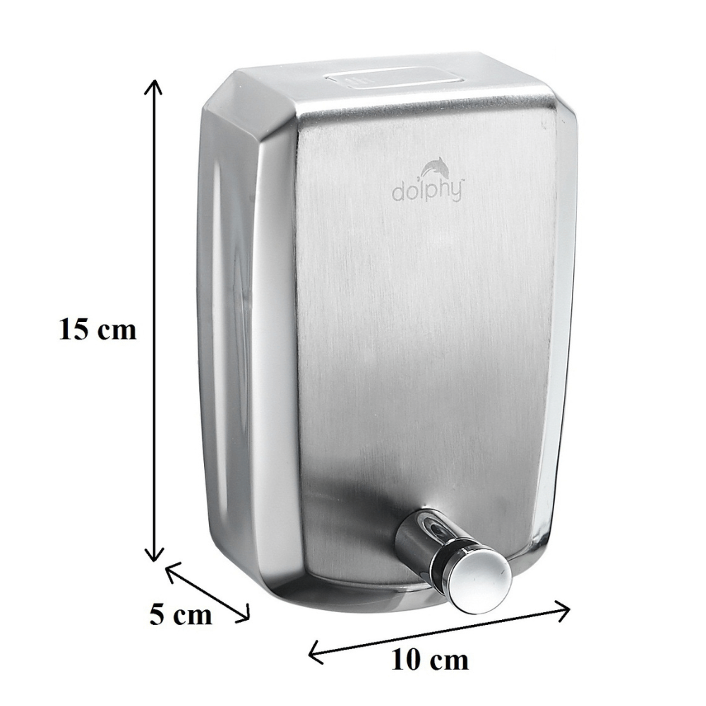 Dolphy Stainless Steel Liquid Soap Dispenser - 500ml Dimensions
