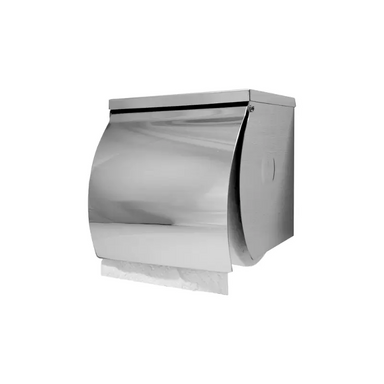 Dolphy Stainless Steel Single Roll Holder with Shelf Front Right View