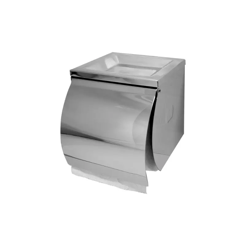 Dolphy Stainless Steel Single Roll Holder with Shelf top angle