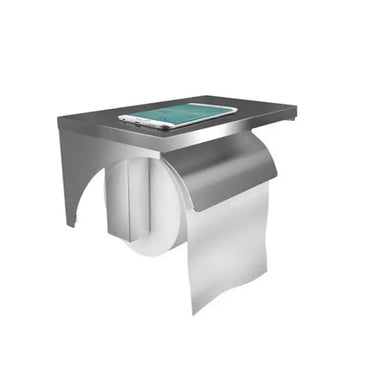 Dolphy Stainless Steel Toilet Roll Holder With Shelf Side View