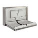 Dolphy Surface Mounted S/S Baby Change Station – open angled view showing stainless steel housing, white HDPE changing surface and adjustable safety belt