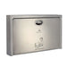 Dolphy Surface Mounted S/S Baby Station – closed front view showing brushed stainless steel exterior with Dolphy branding and baby change station pictogram