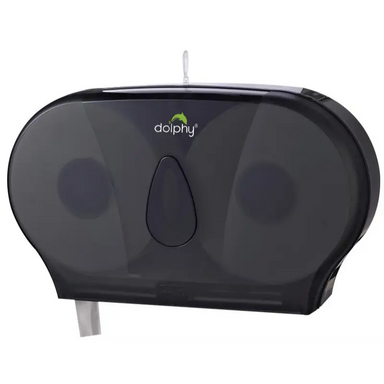 Dolphy Twin Toilet Roll Dispenser Black Front View