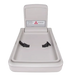 Dolphy Vertical Baby Change Station – front-on open view showing dual safety belt clips and attention label