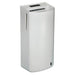 Dolphy White Jet Hand Dryer With Motor – left front angled view showing top-entry hand slot, infrared sensor strip and slim white profile