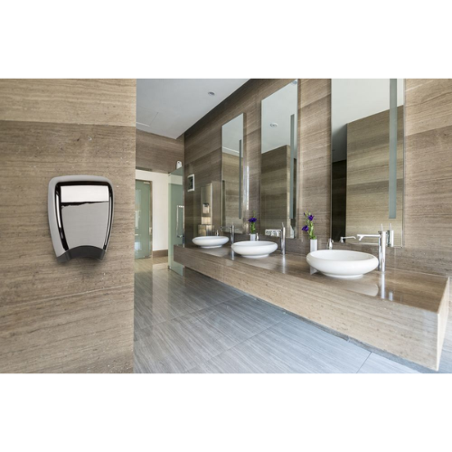 Dryflow Elite MK 2 Hand Dryer in Polished Chrome Bathroom Use View
