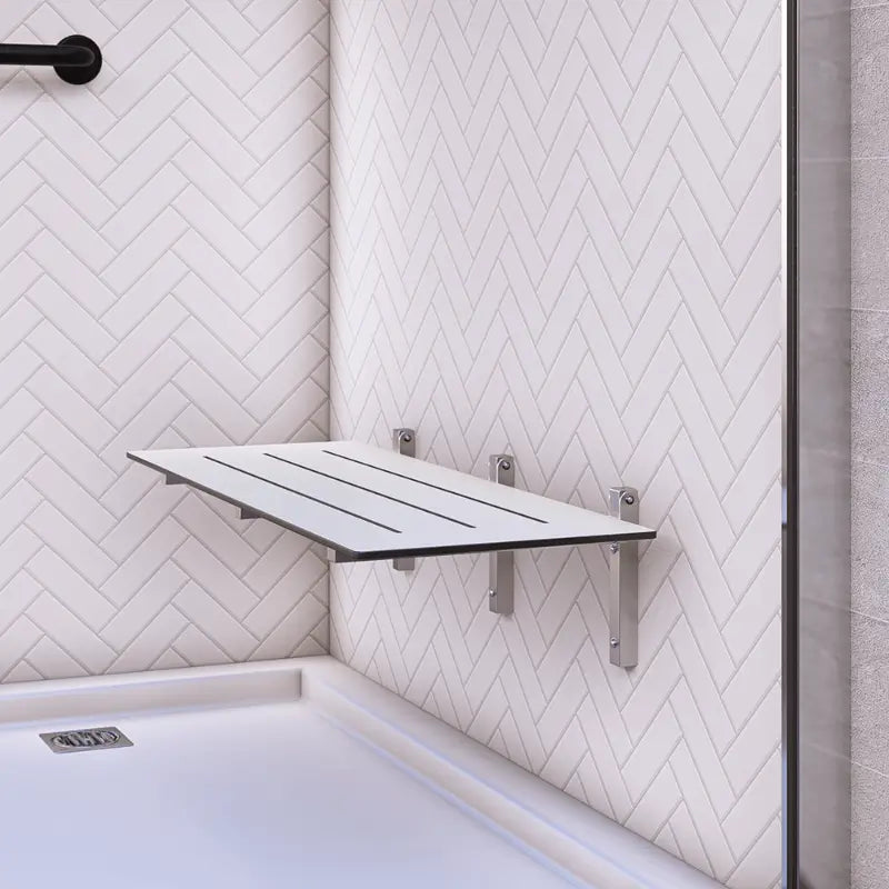Metlam accessible folding shower seat Australia installed in accessible bathroom