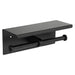 Metlam Double Toilet Roll Holder With Shelf Top Matte Black Finish Front View