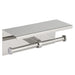Metlam double toilet roll holder with top shelf in satin stainless steel finish Front Facing View
