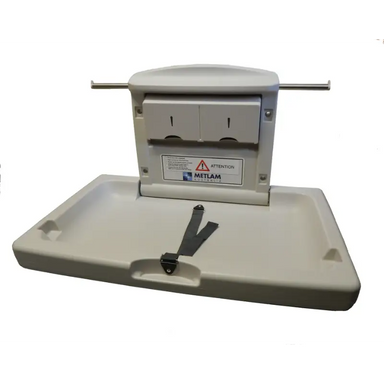 Metlam horizontal baby change station wall mounted open position front view