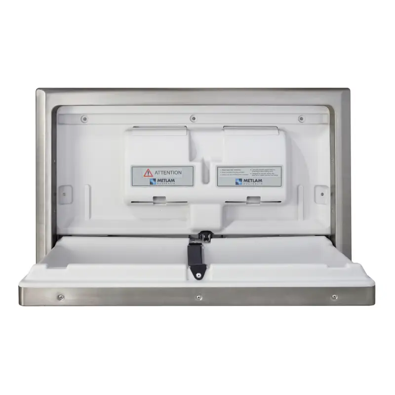Metlam Surface Mounted Horizontal Baby Change Station in Steel Australia Front View Open