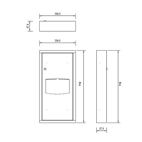 Metlam Surface Mounted Paper Towel Waste Unit Specifications Image