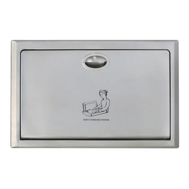 Metlam recessed horizontal baby change station in stainless steel australia front view closed
