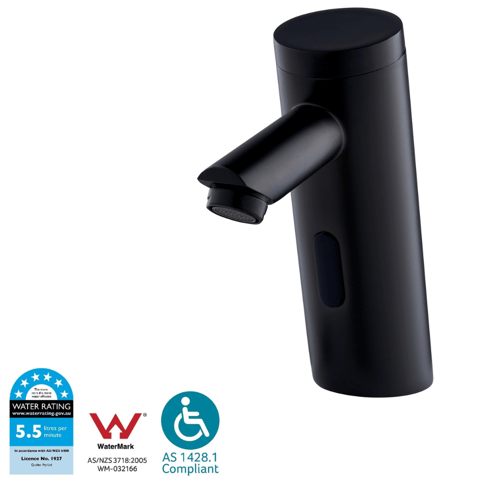 Onvanti Sensor Activated Basin Top Water Tap Matt Black Finish Front View