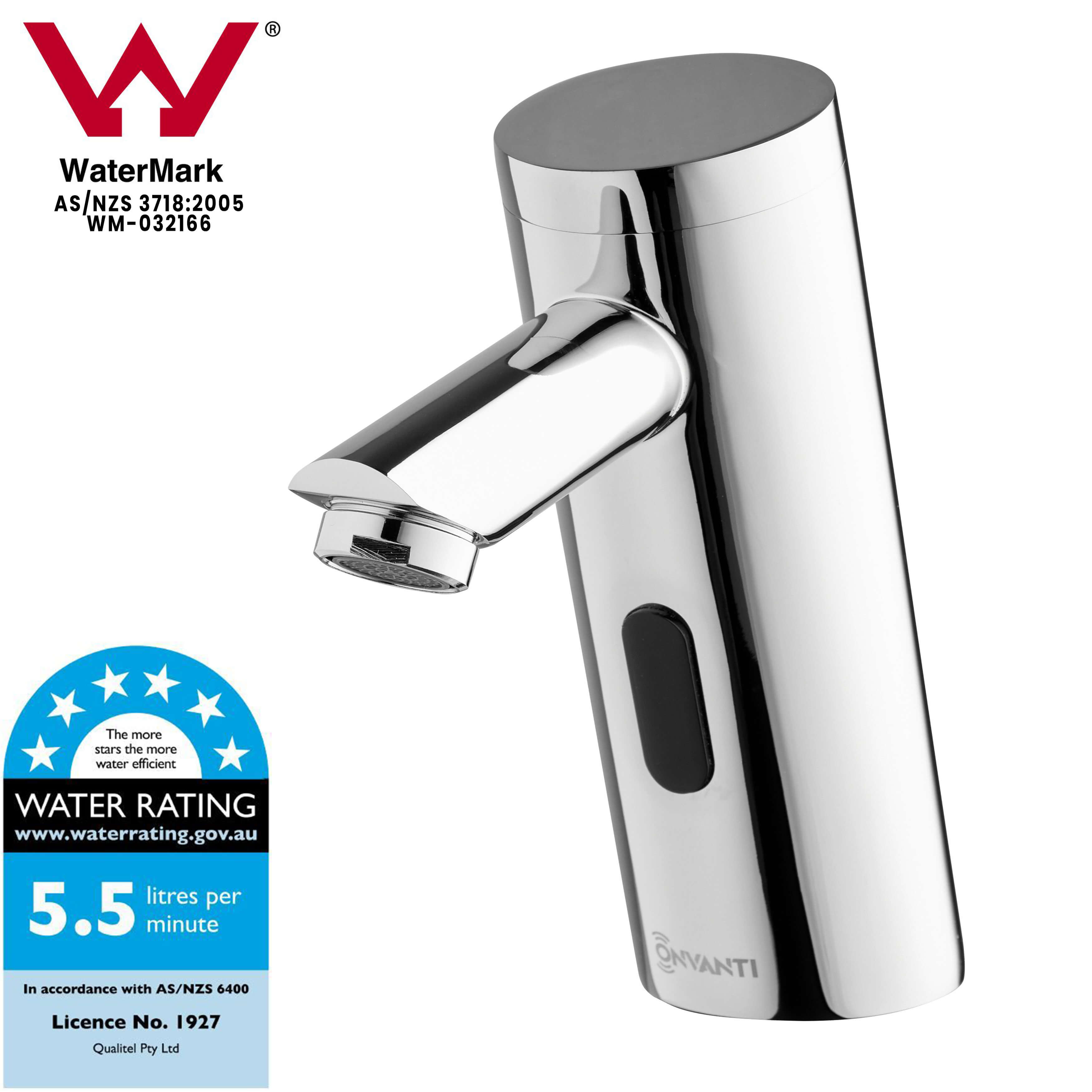 Onvanti Sensor Activated Top Water Tap Chrome Finish Front View