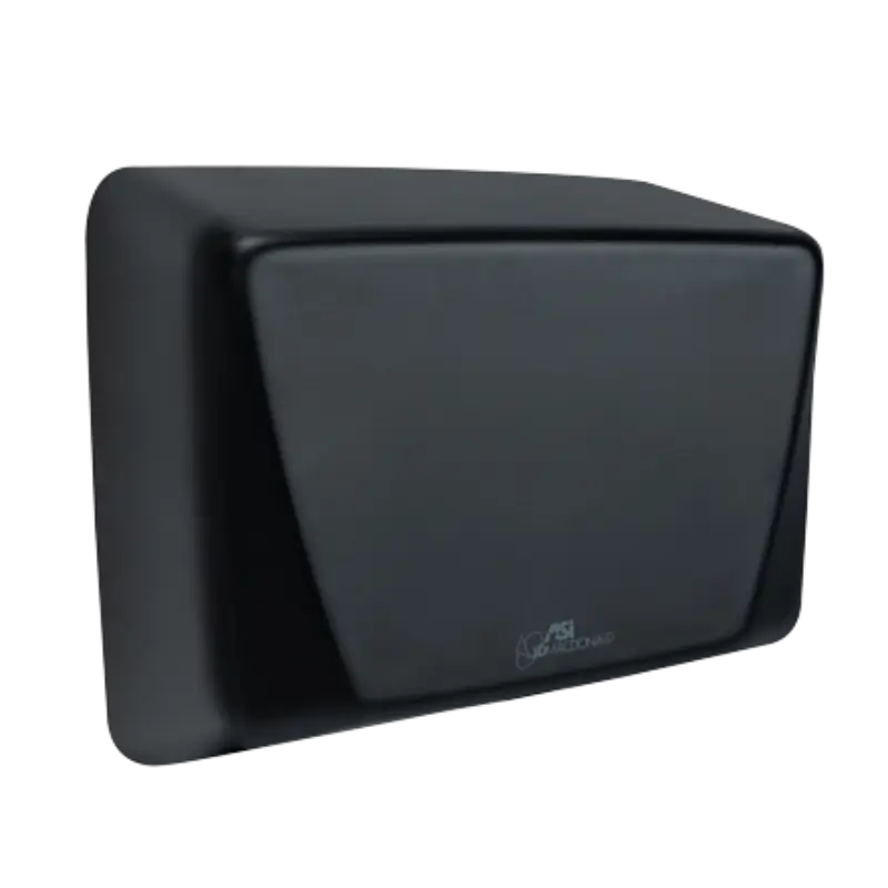 JD MacDonald Turbo Slim hand dryer in black finish, slim and modern commercial hand dryer