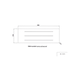 Top-down technical drawing of Metlam folding accessible shower seat showing seat width, depth, and drainage layout.